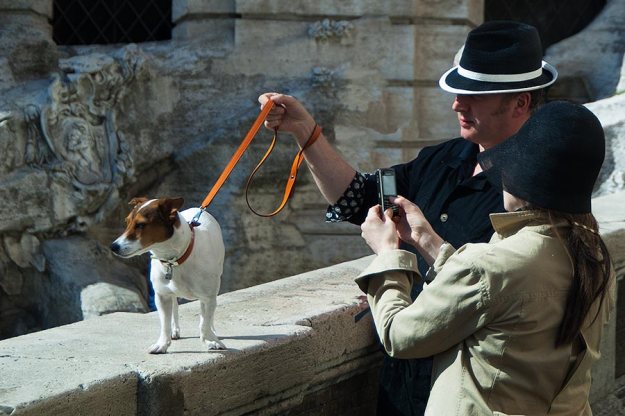 Fig. 3 Dog in Rome 2008 - As an ex-resident of Italy I find this very Italian, a stylishly dressed couple photographing their dog at the Trevi fountain. 1/200 at f/5, ISO 140